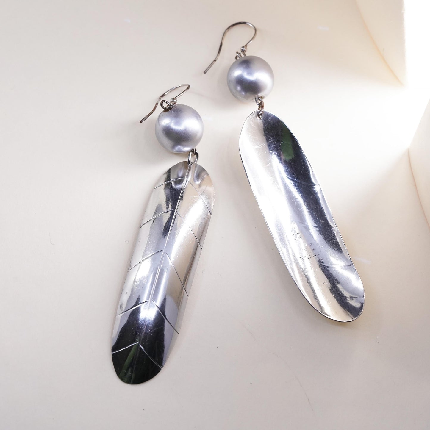 Native American southwestern Sharon Cisco Sterling 925 silver earrings feather