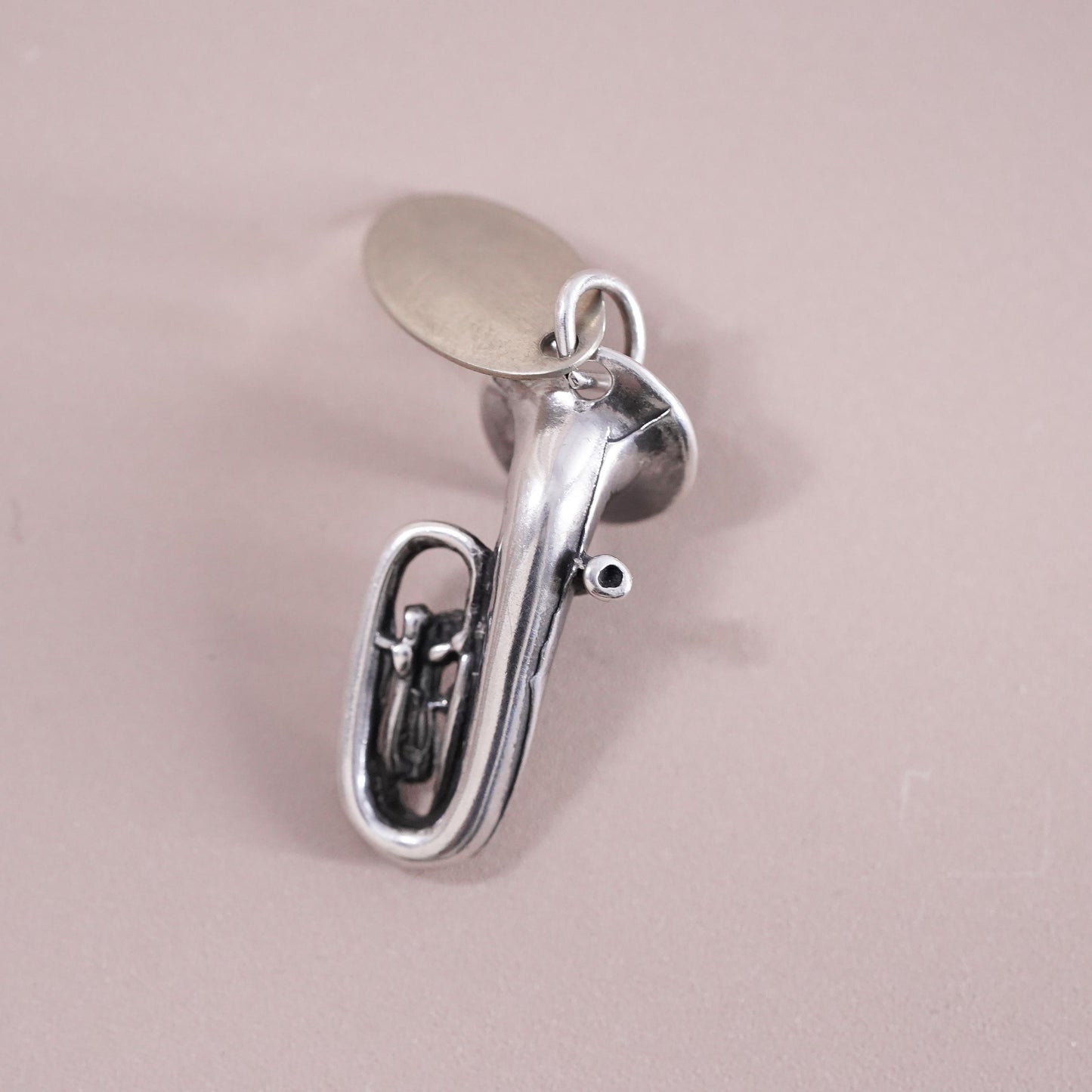 Vintage Sterling 925 silver handmade pendant, Oklahoma saxophone charm