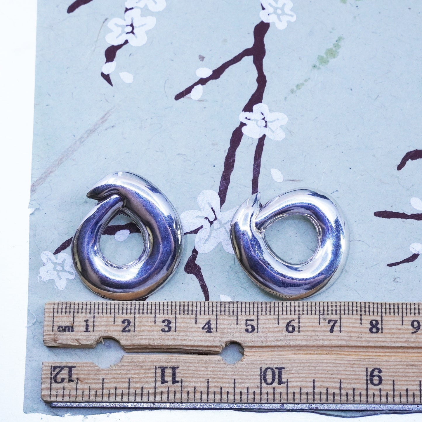 Vintage modern Sterling silver handmade earrings, southwestern 925 studs