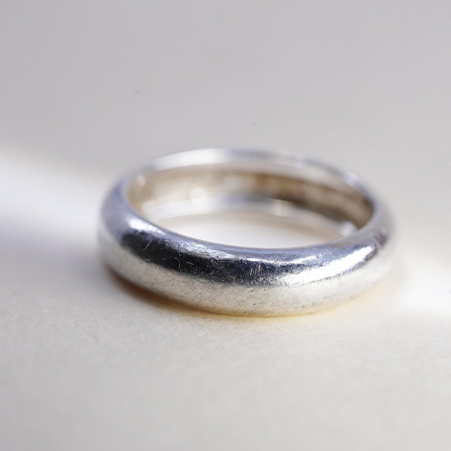 Size 6, Vintage sterling silver handmade ring, 925 silver band, wedding band