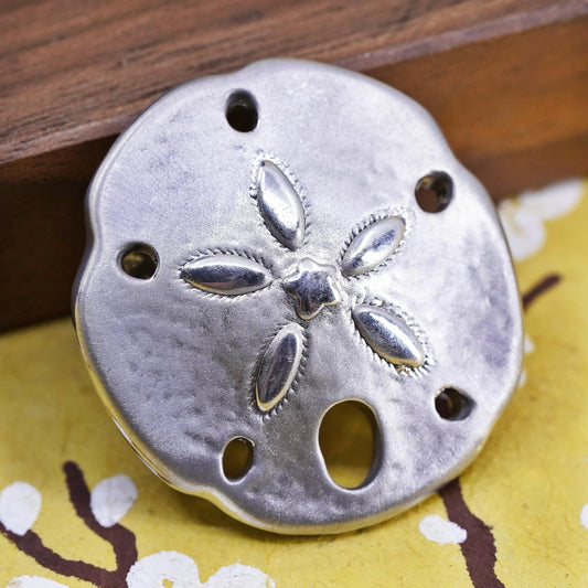 Vintage Italian Sterling Silver Handmade Pendant, 925 sand dollar charm Pendant
