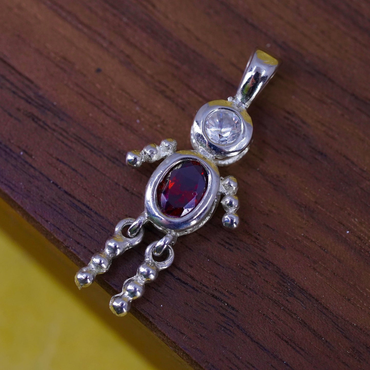 Vintage Sterling silver handmade pendant, 925 ruby boy
