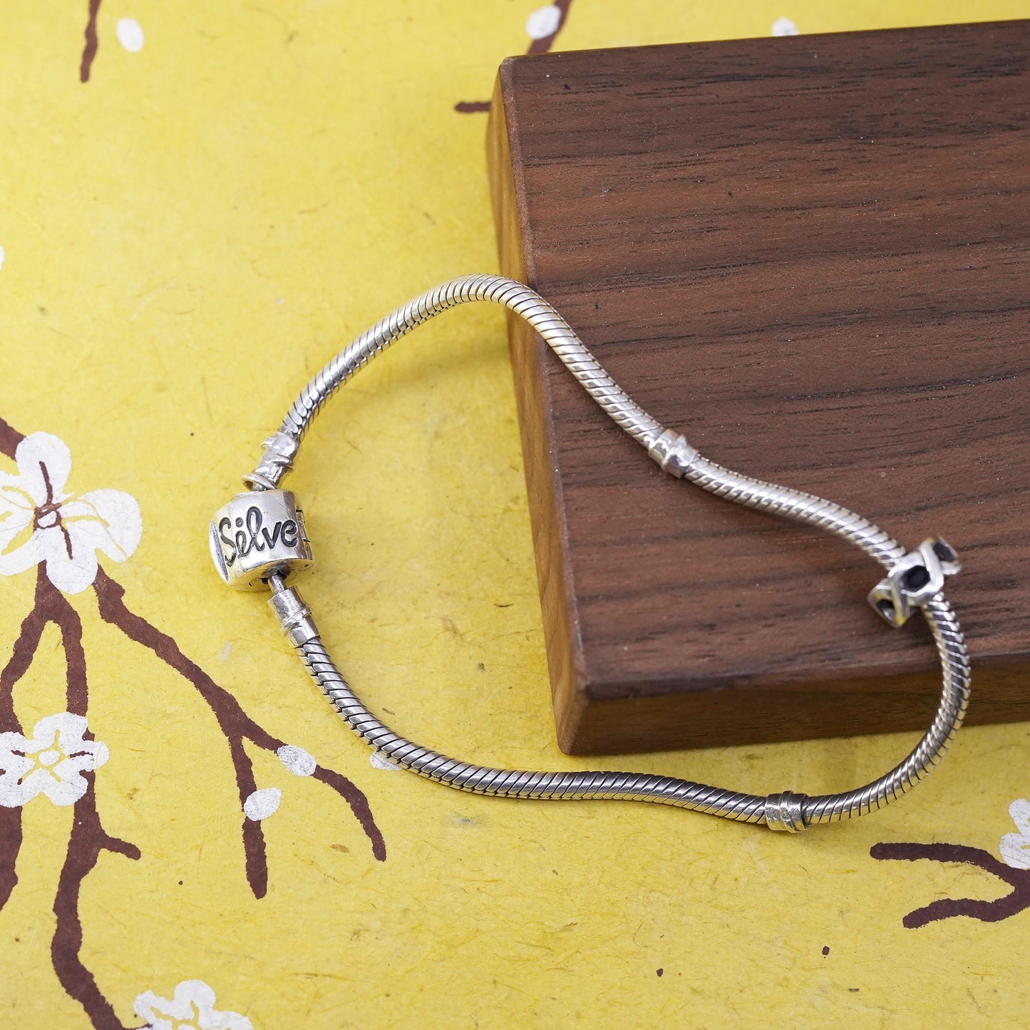 7.5", vintage Silver Rado sterling silver snake charm bracelet