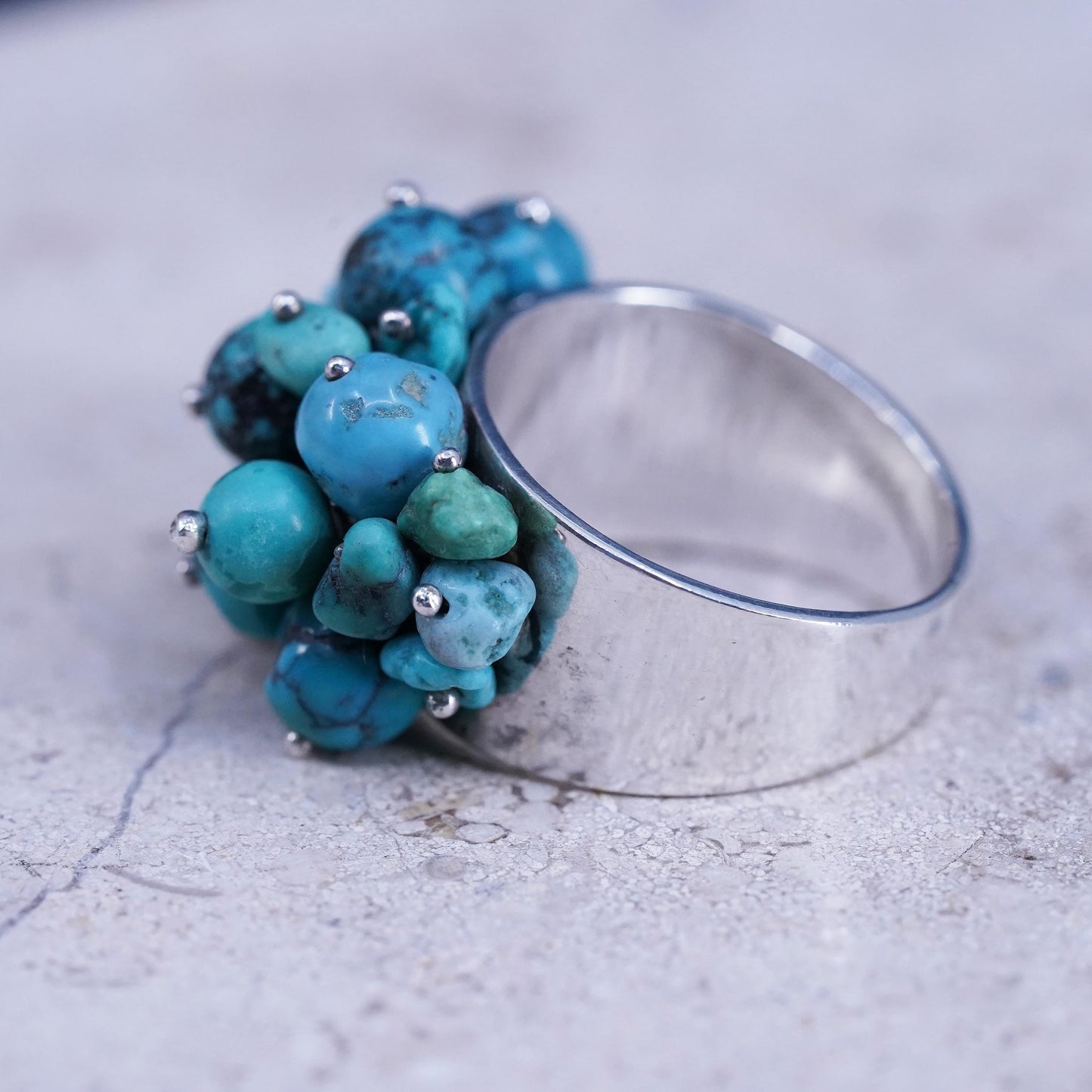 Size 7.25, Sterling 925 silver ring, Native American, southwestern turquoise