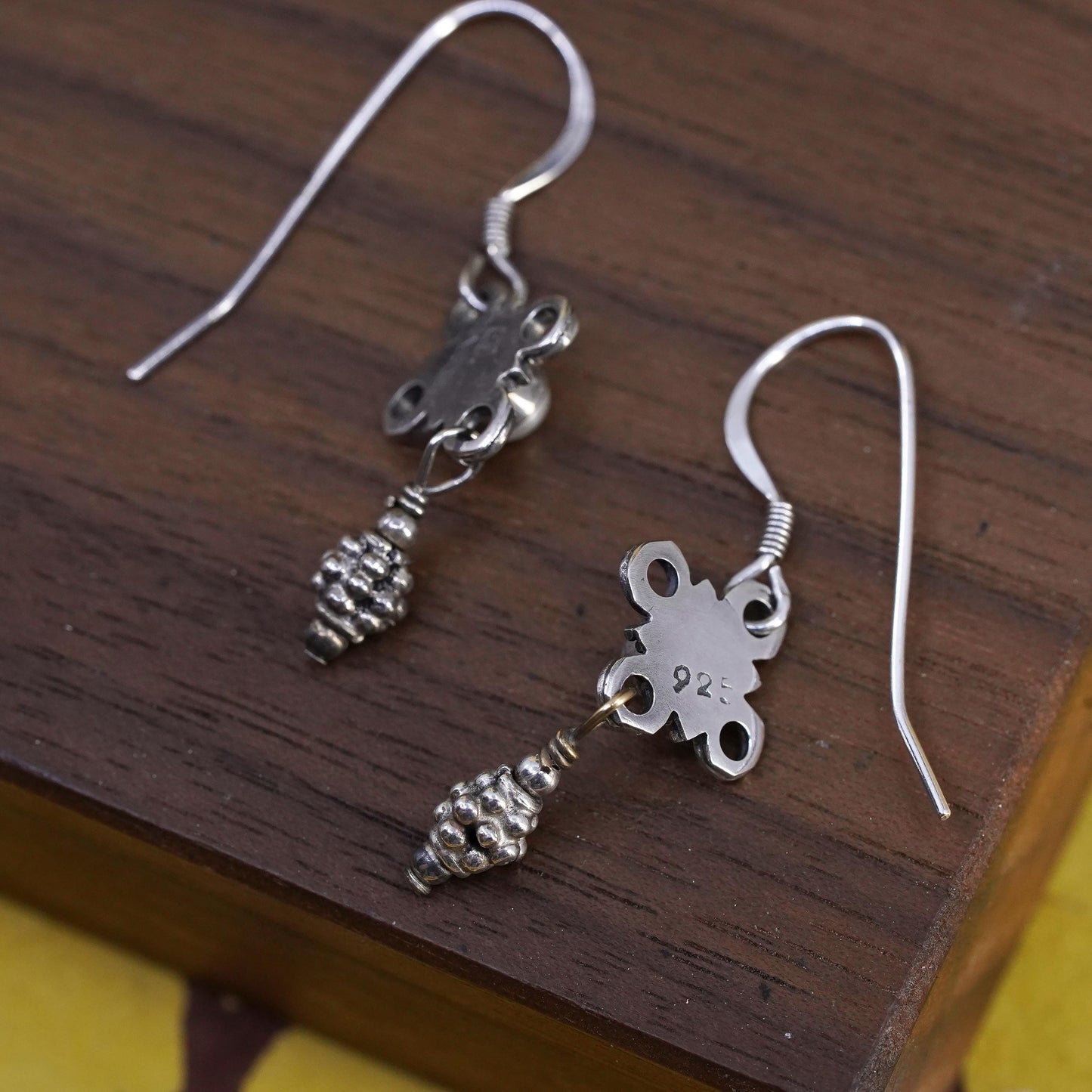 Vintage Sterling 925 silver handmade earrings with pearl and drops