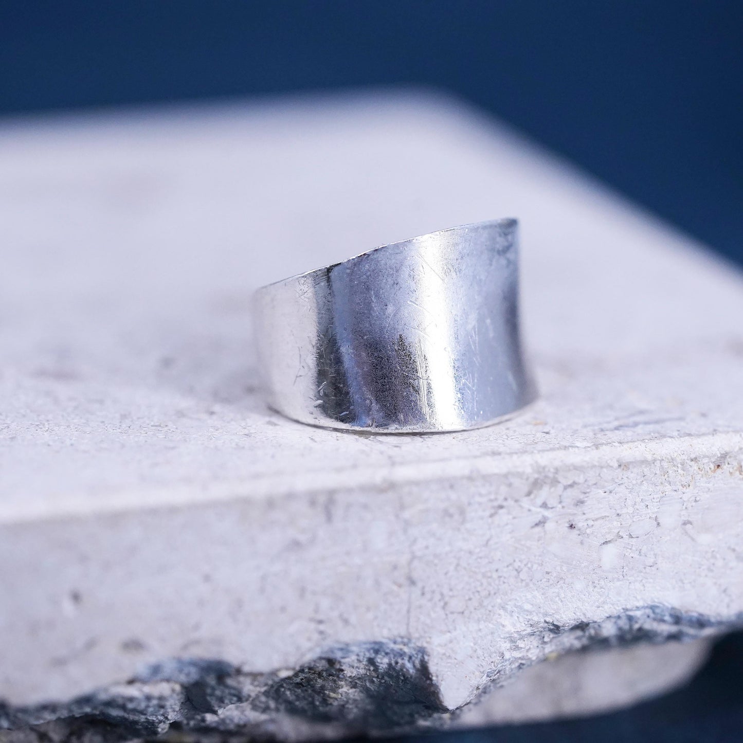 Size 5.75, vintage Sterling silver handmade ring, wide 925 band