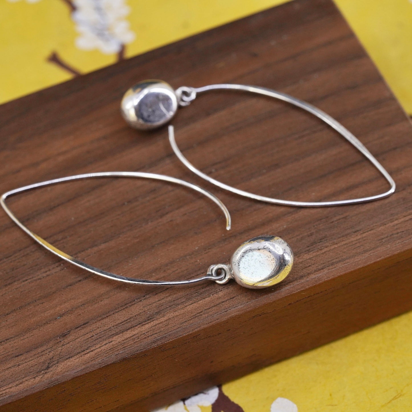 Silpada Sterling 925 silver W2032 Oval Drop Dangle Threader Earrings Bean