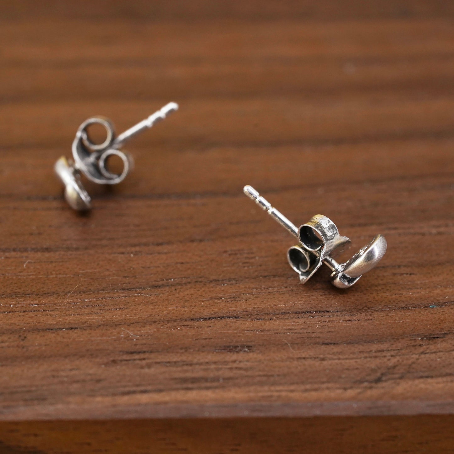 Vintage Sterling silver clear round crystal studs, cz earrings
