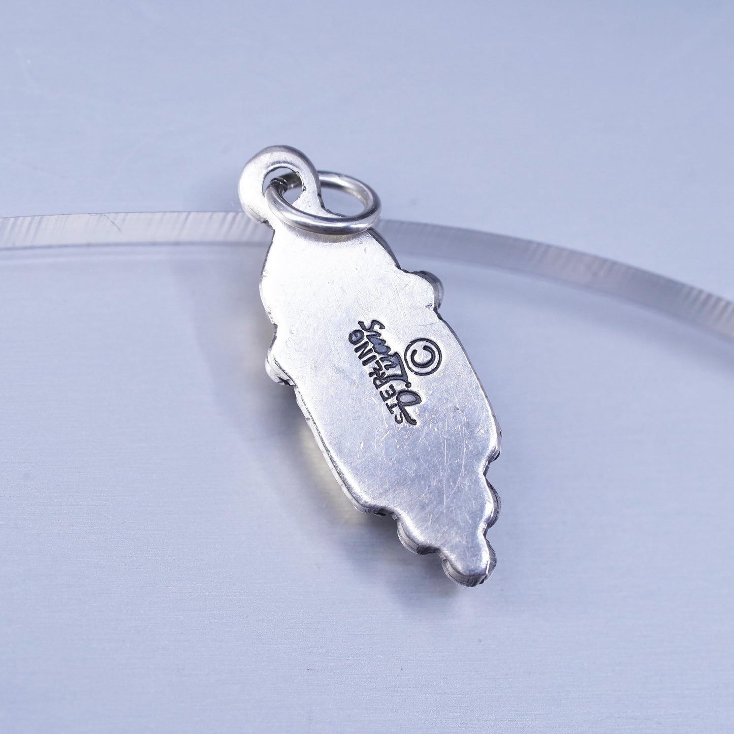 southwestern Don Lucas sterling 925 silver handmade charm pendant amber Jasper