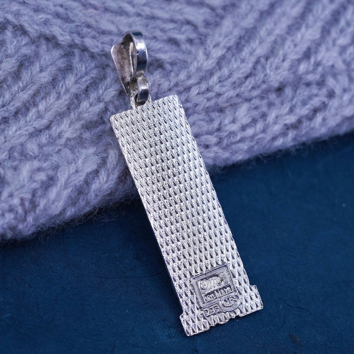 Vintage Oro Maya OM Sterling 925 Silver Two Tone Aztec Cartouche Pendant