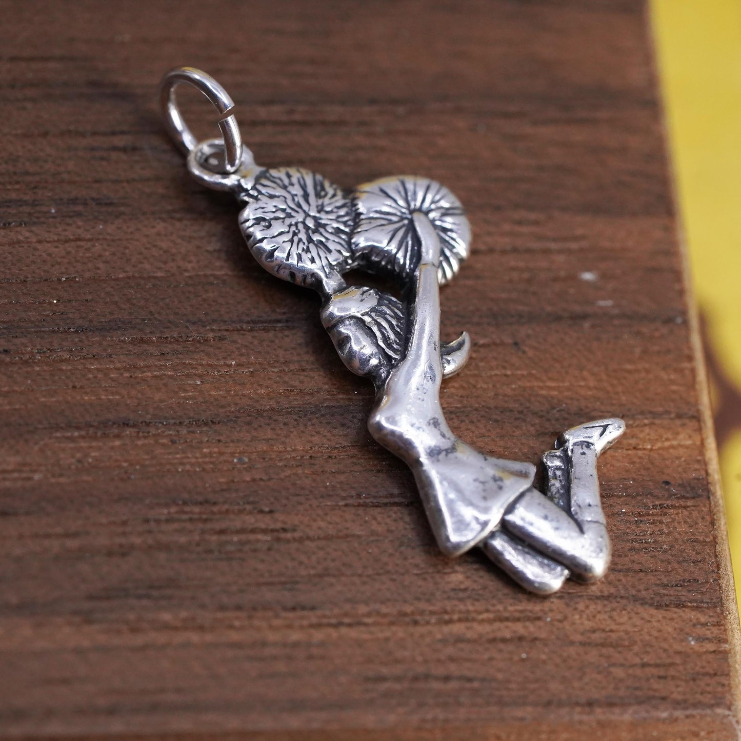 Vintage Sterling silver handmade cheerleader charm, 925 pendant dream