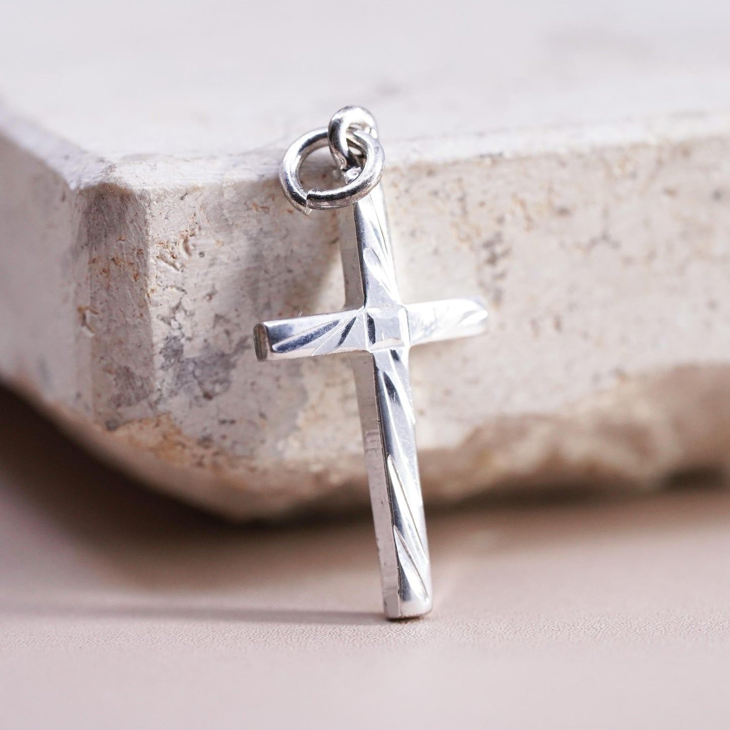 Sterling silver handmade charm, solid 925 silver cross pendant