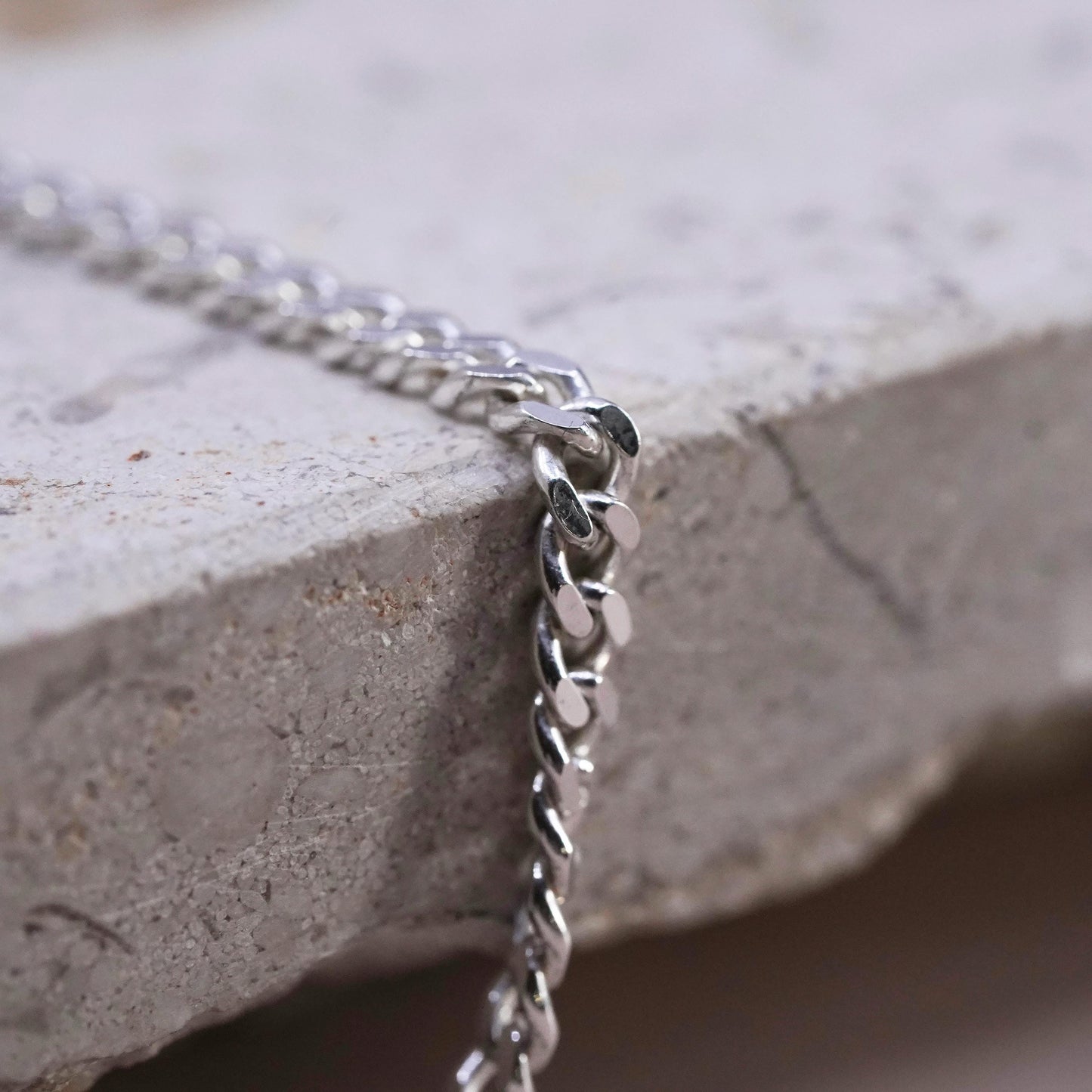 26", 3mm, vintage Sterling silver handmade necklace, 925 curb chain