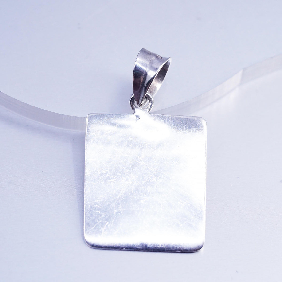 Vintage sterling silver handmade pendant, engravable 925 blank tag