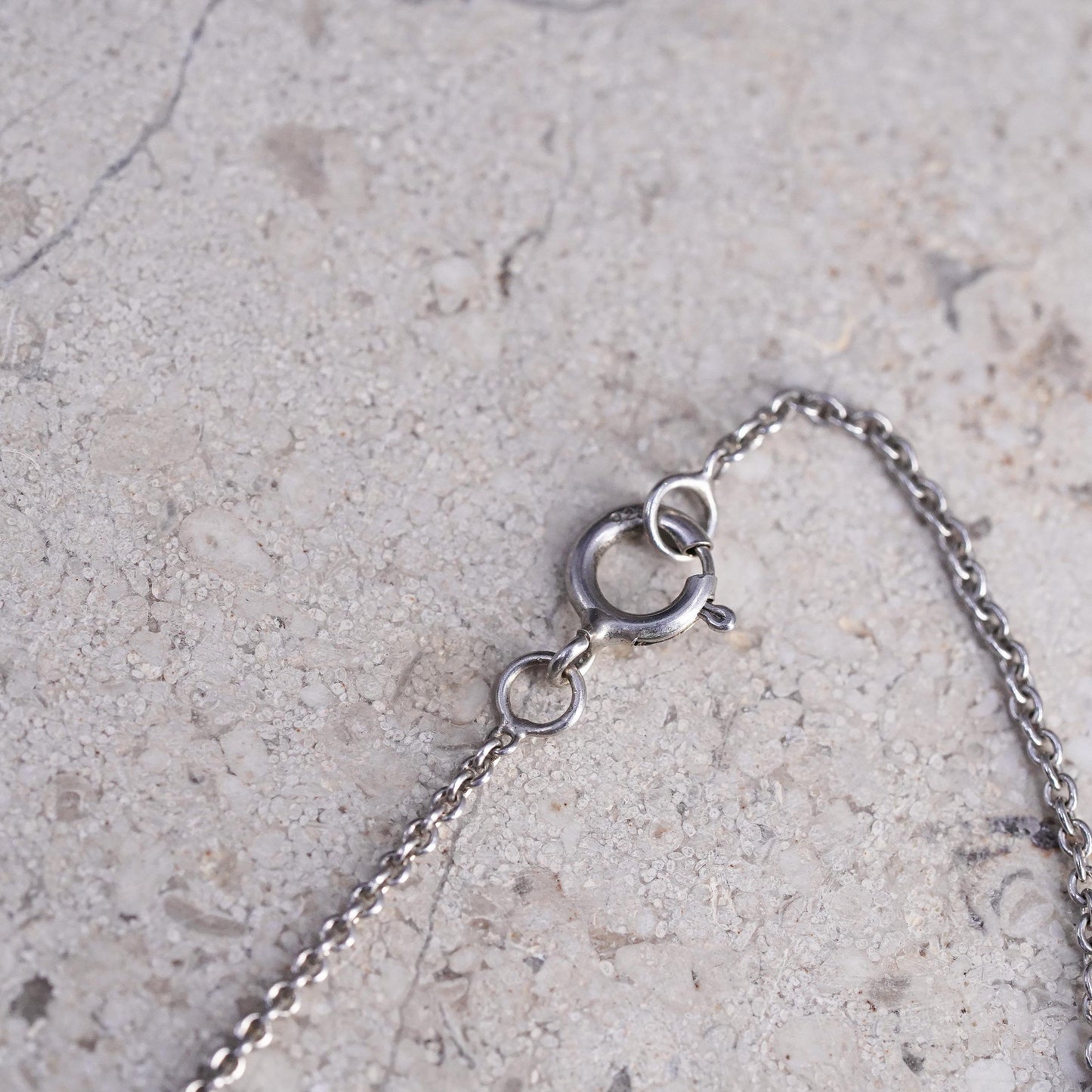 18+4", vintage Sterling silver circle chain necklace, 925 key charm cluster cz