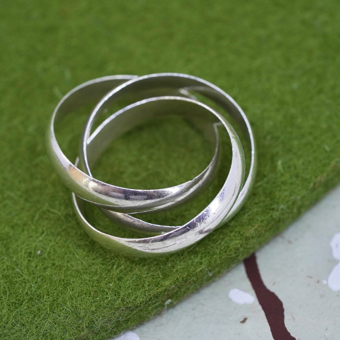 Size 10, Vintage sterling silver handmade entwined ring, 925 statement band