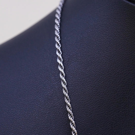 18" 2mm, vintage Sterling silver necklace, 925 circle chain