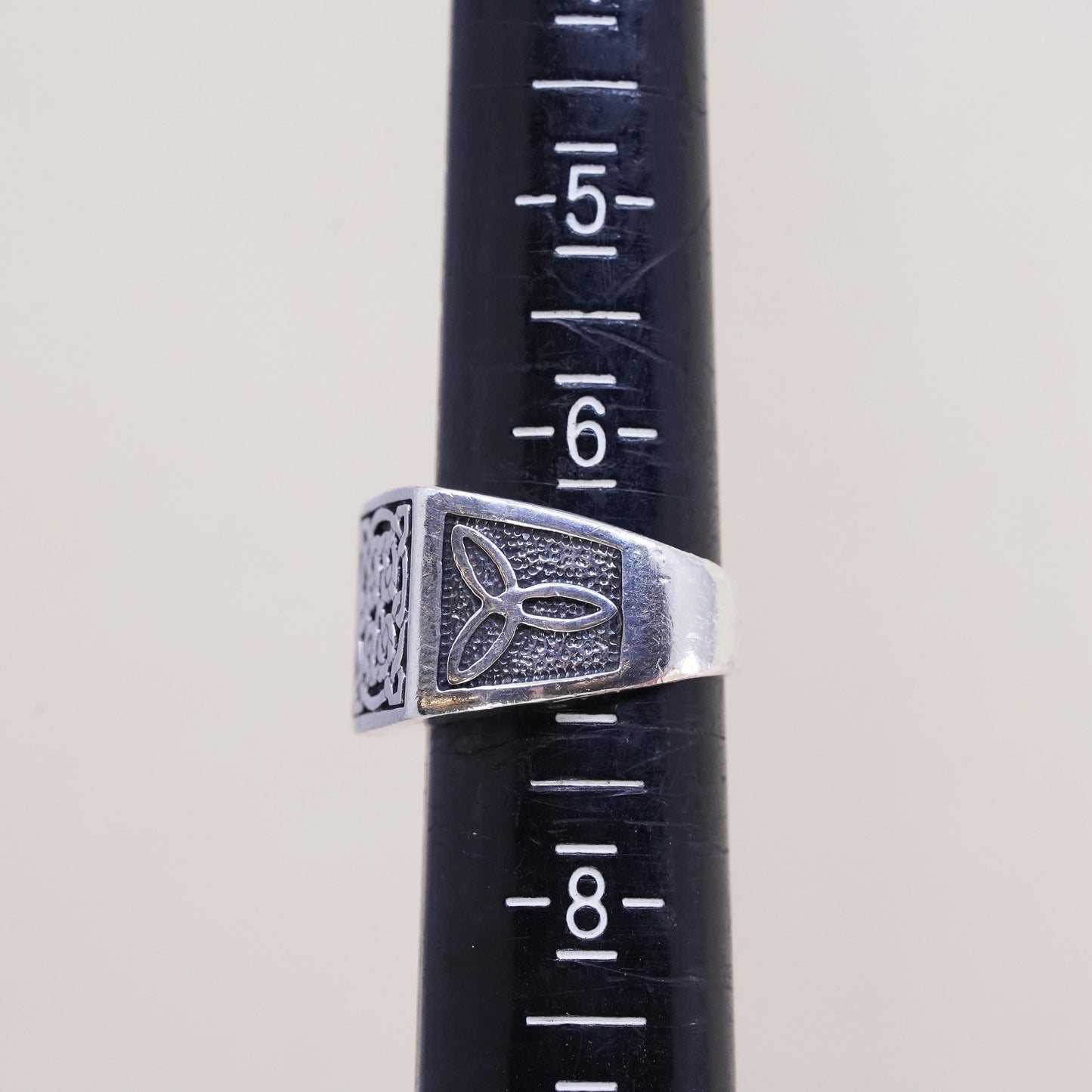 Size 6.5, VTG sterling silver handmade wired ring, 925 irish entwined knot band