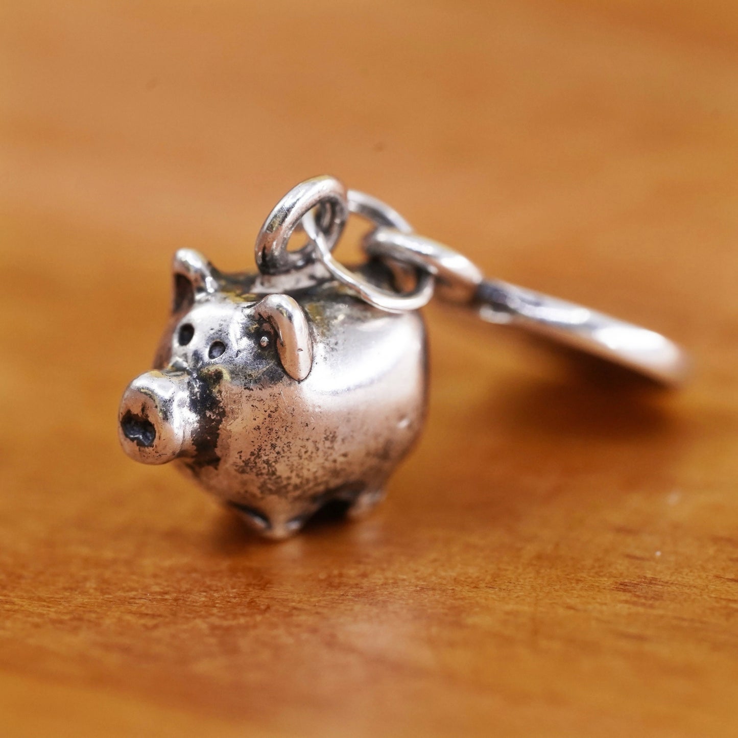 Vintage jewelry, Sterling Silver Handmade Pendant, 925 dollar piggy bank charm