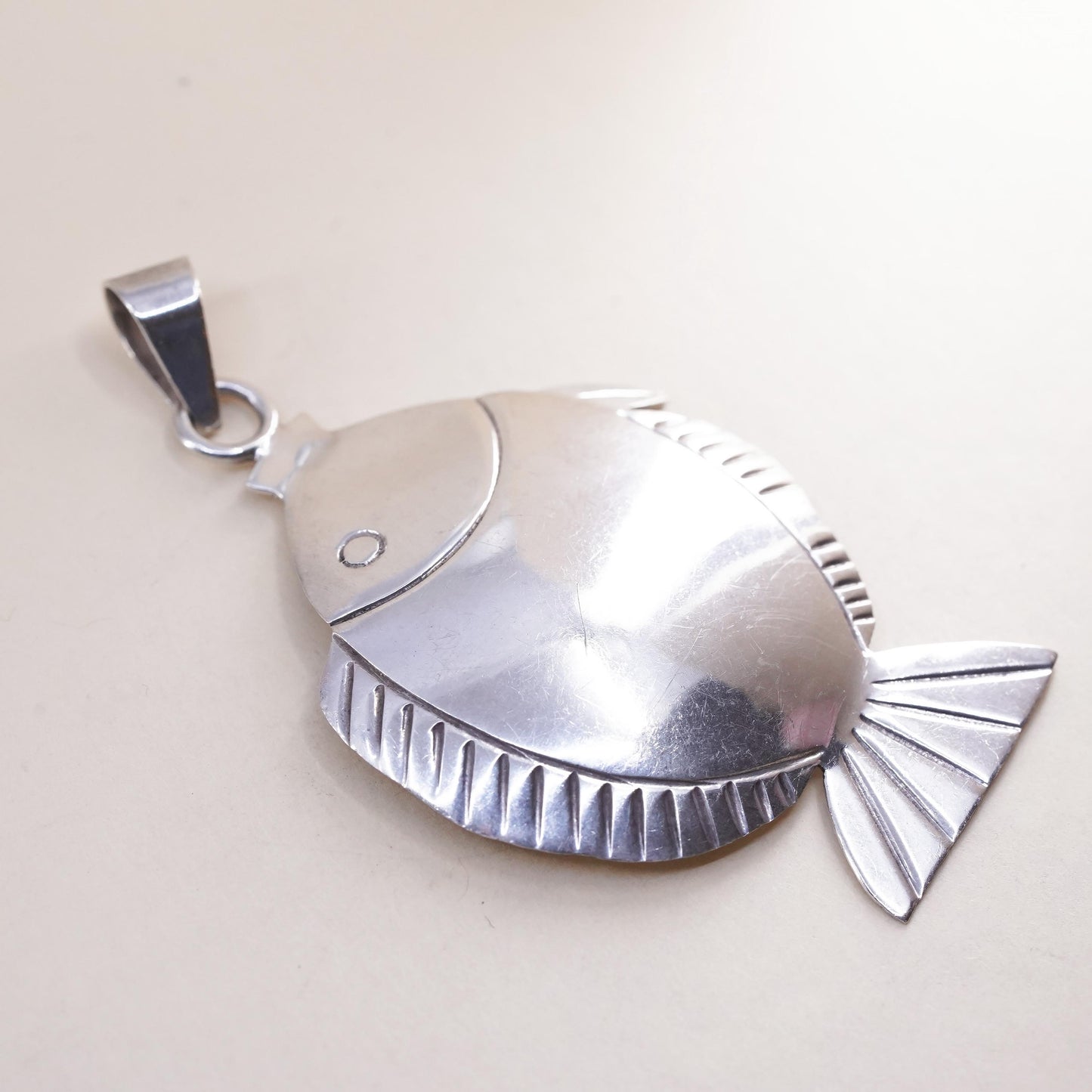Vintage Mexican sterling silver handmade pendant, 925 fish charm
