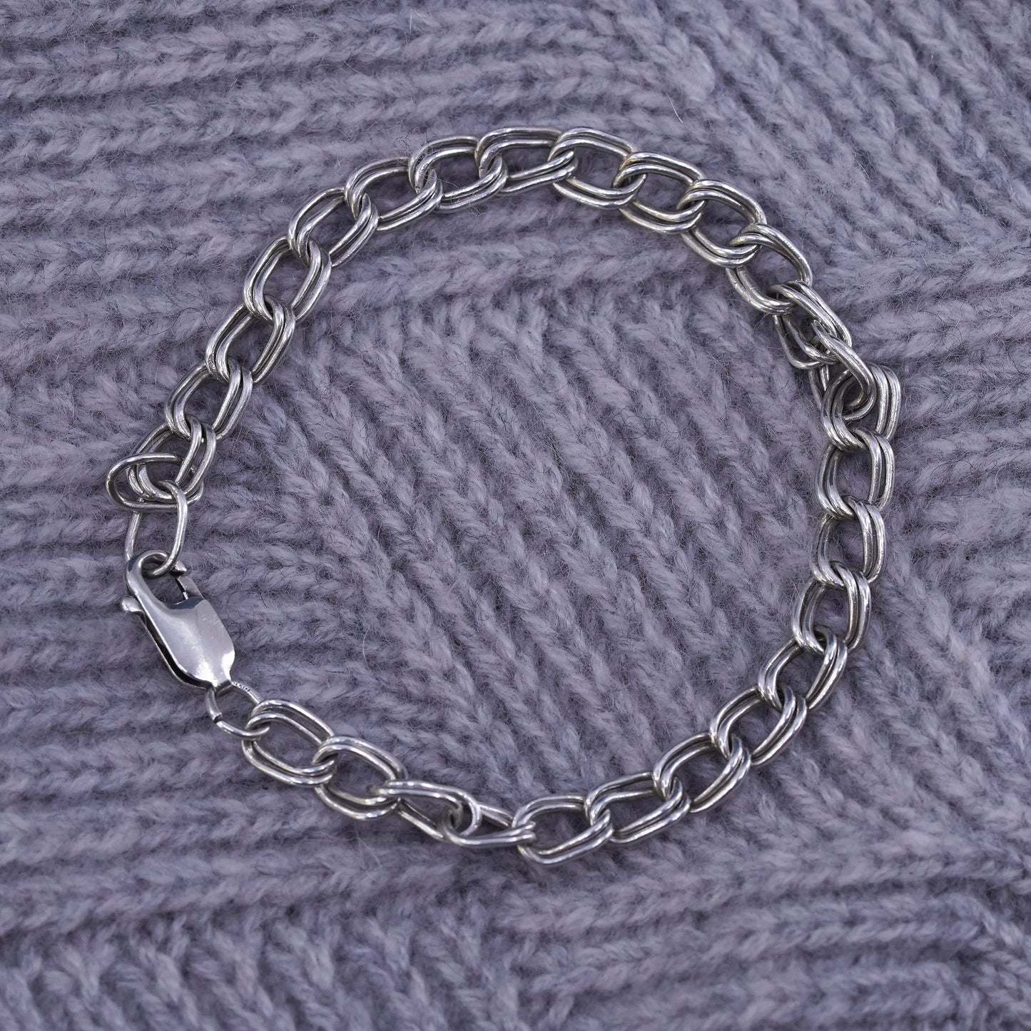 6.75", Sterling silver handmade bracelet, 925 curb link chain, men's bracelet