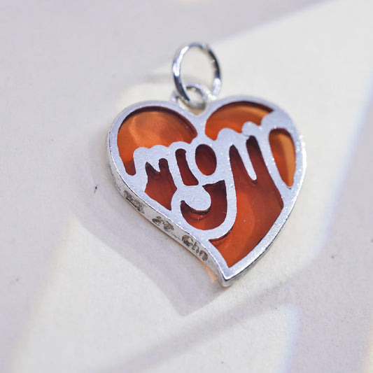 Vintage Sterling silver handmade resin charm, 925 mom pendant