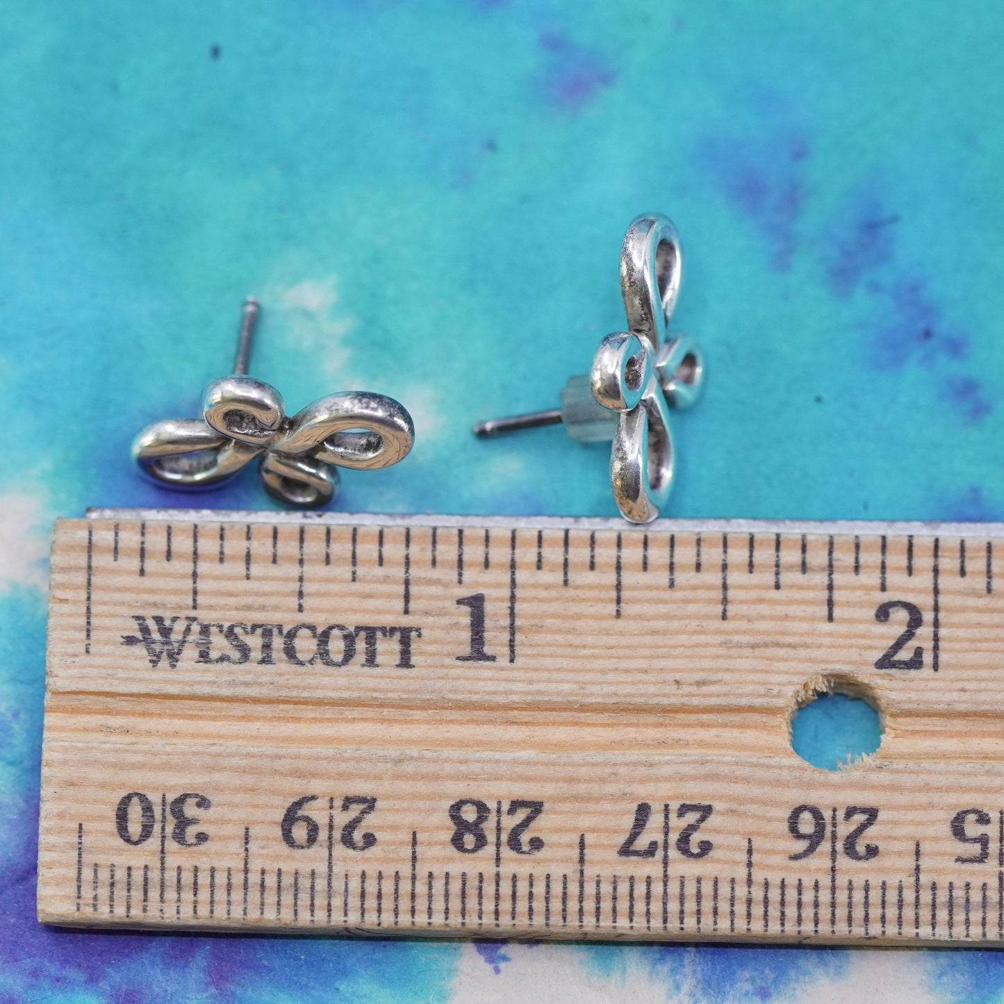 Vintage Sterling silver handmade earrings, 925 cross studs