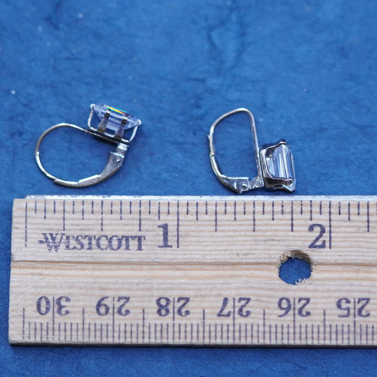 Vintage Sterling silver handmade earrings, 925 hooks with crystal drops