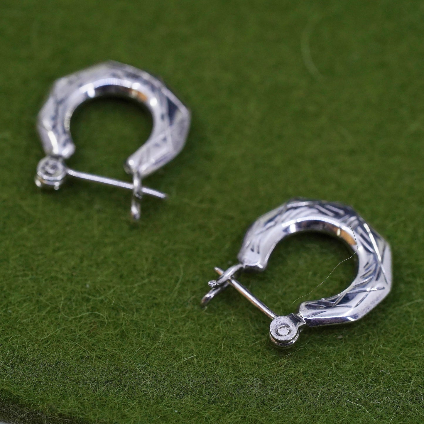 0.5", VTG sterling silver loop earrings, textured minimalist primitive hoops