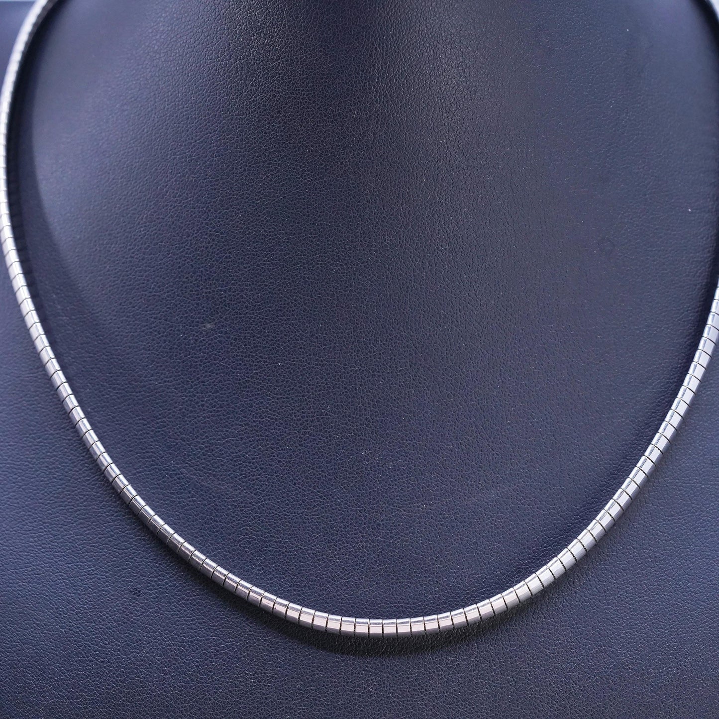 18", vintage Italian Sterling silver handmade necklace, 925 silver omega chain