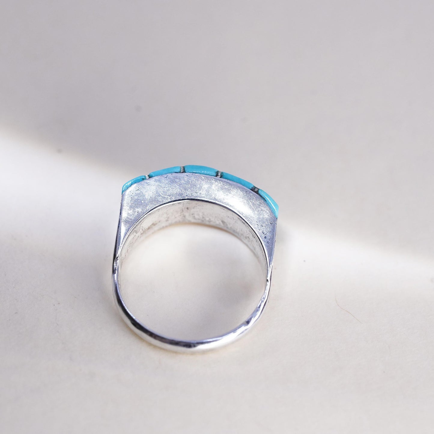 Size 4.25, Native Americans George Kee Sterling silver ring, 925 band turquoise