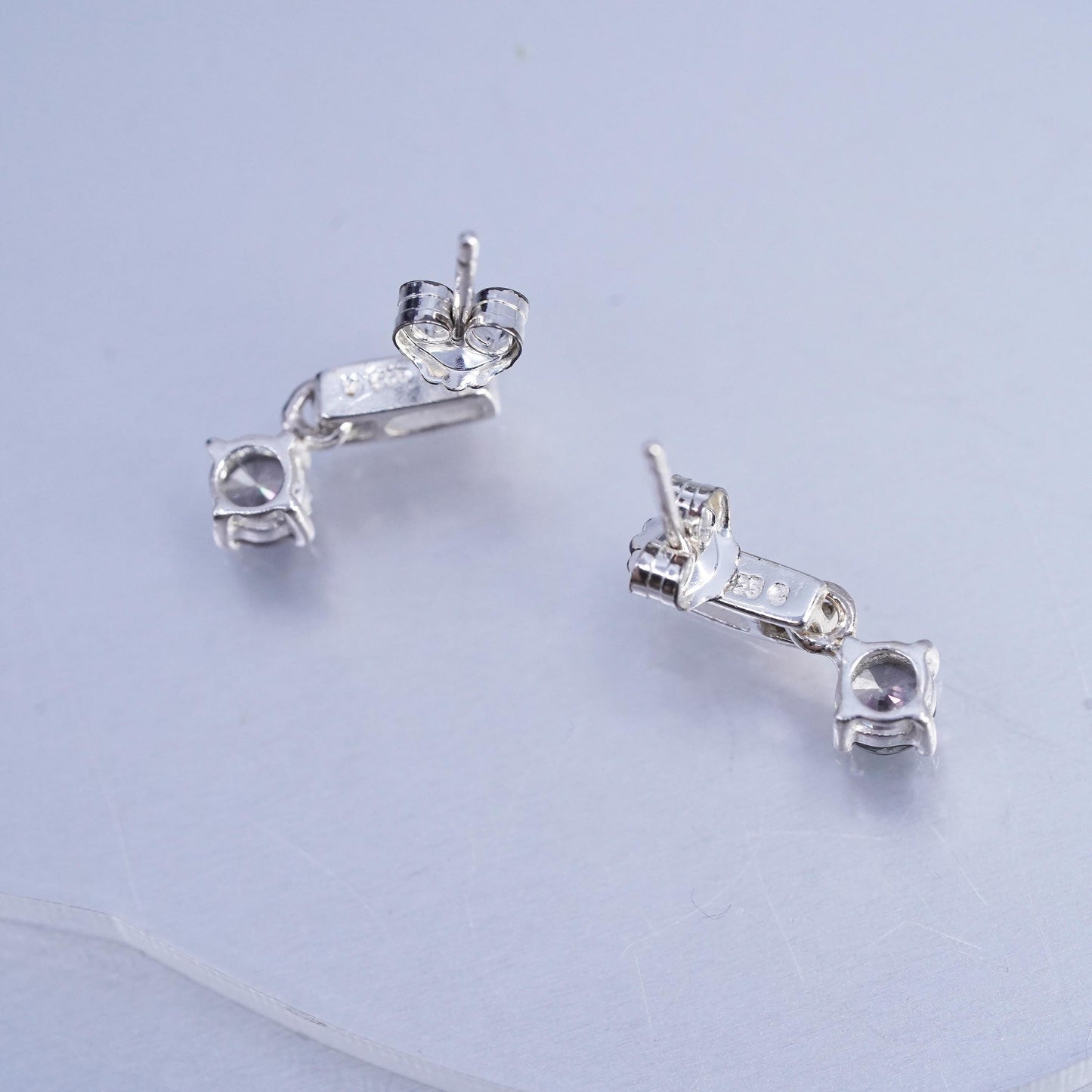 Vintage Sterling 925 Silver Earrings with Rainbow Topaz dangles