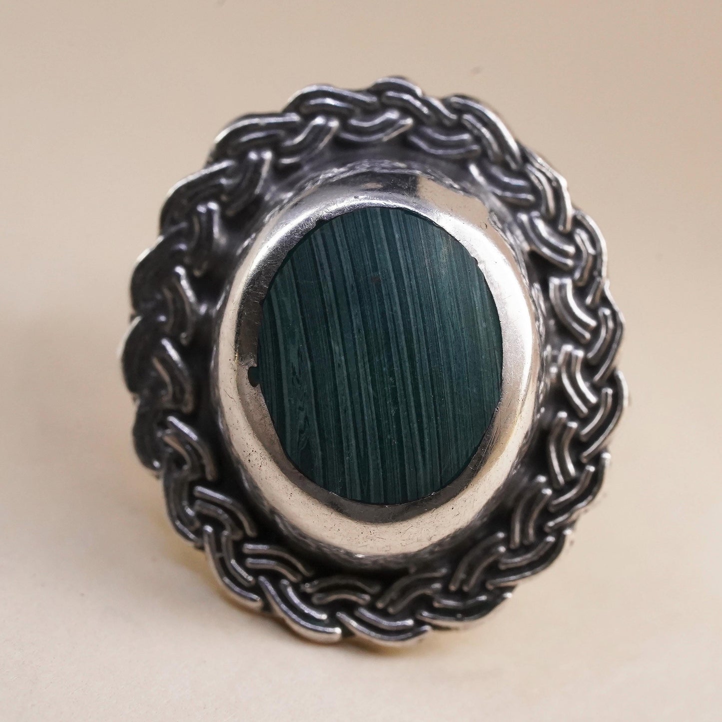 southwestern Mexican Sterling 925 silver stud with malachite, single earring