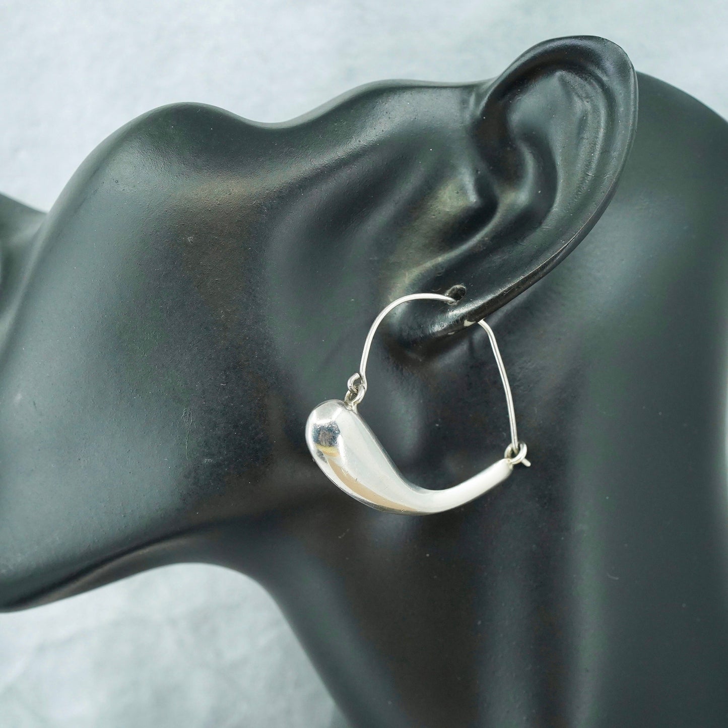 1.75”, vintage Sterling silver handmade earrings, 925 hoops