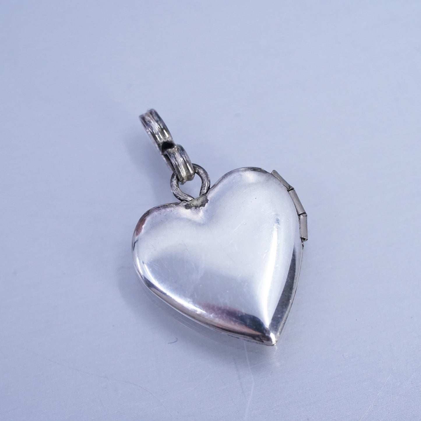 Vintage Sterling silver handmade charm, 925 heart photo locket pendant