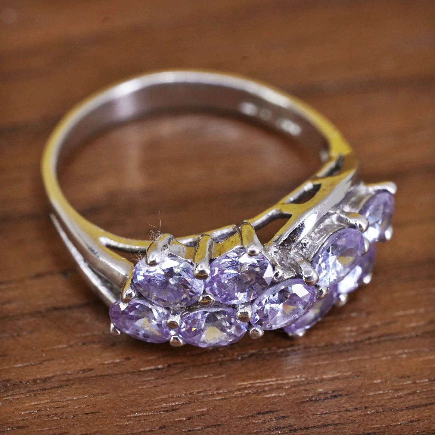 Size 5, vintage Sterling silver handmade ring, 925 band with amethyst