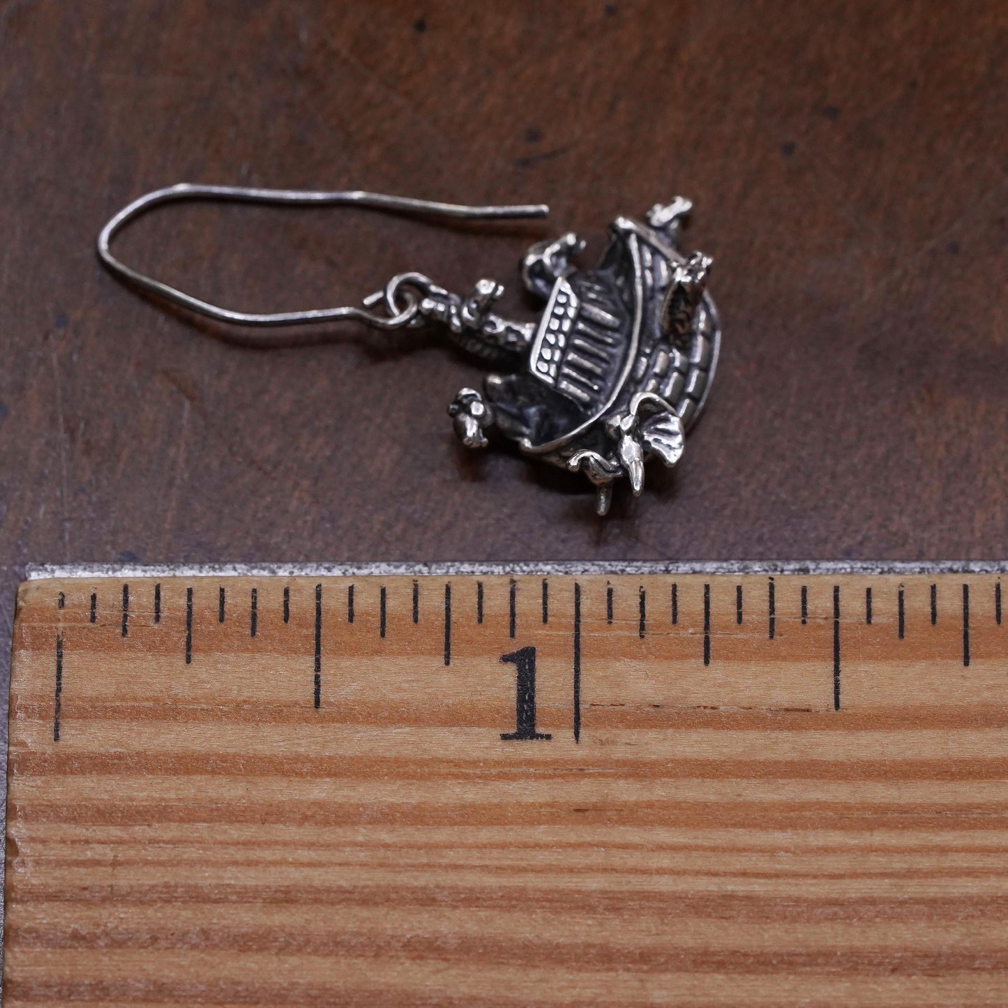 sterling silver single earring 925 Noah’s Ark boat charm zebra elephant giraffe