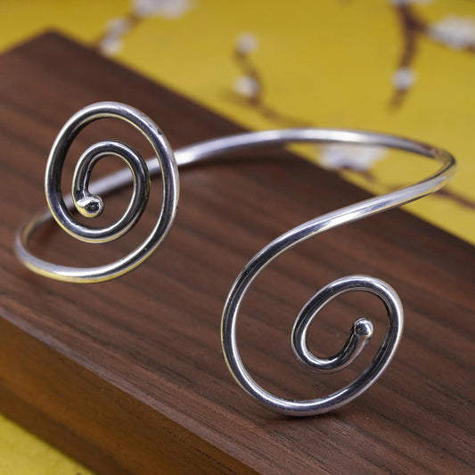 8”, Native American Dennis Ramone Sterling silver bracelet, 925 spiral cuff