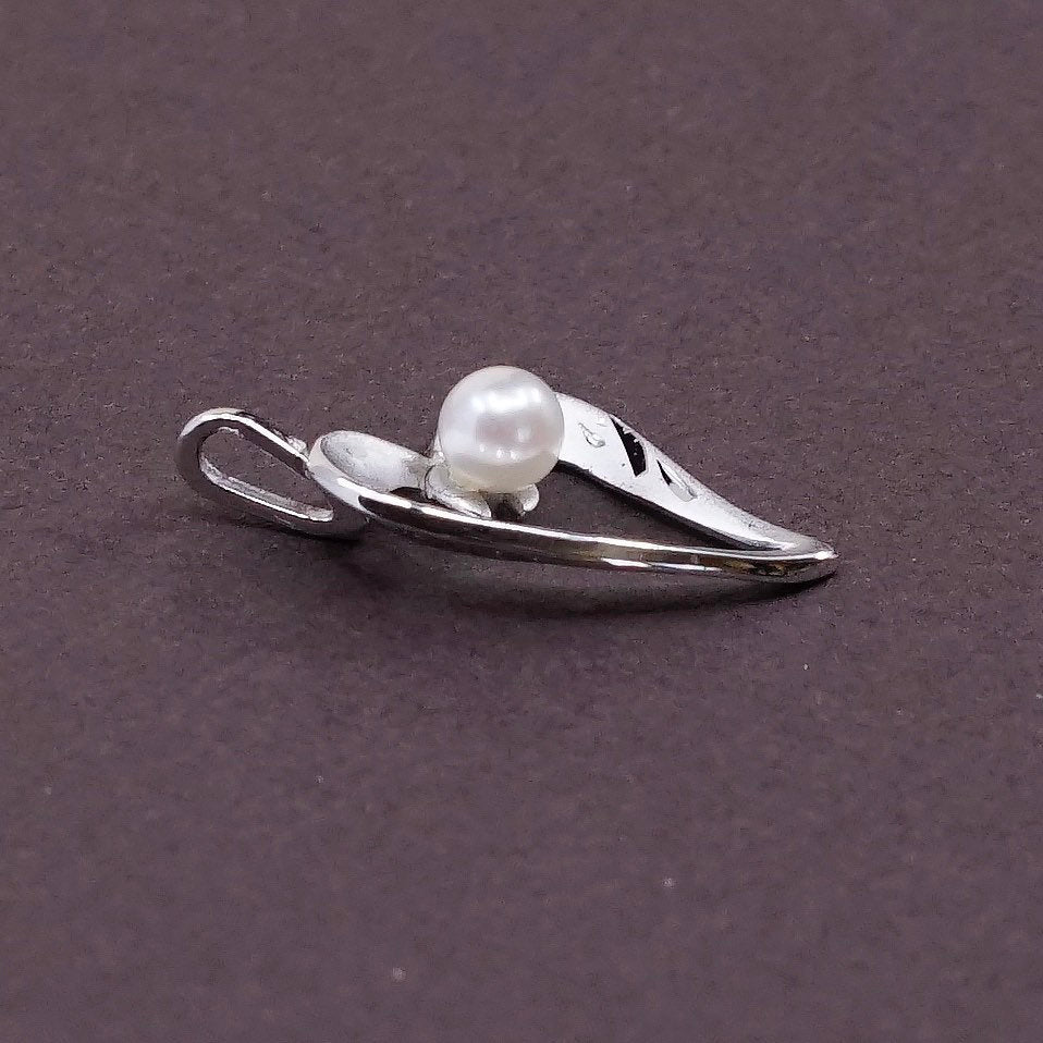 vtg Sterling silver pendant, 925 heart pendant with pearl heart