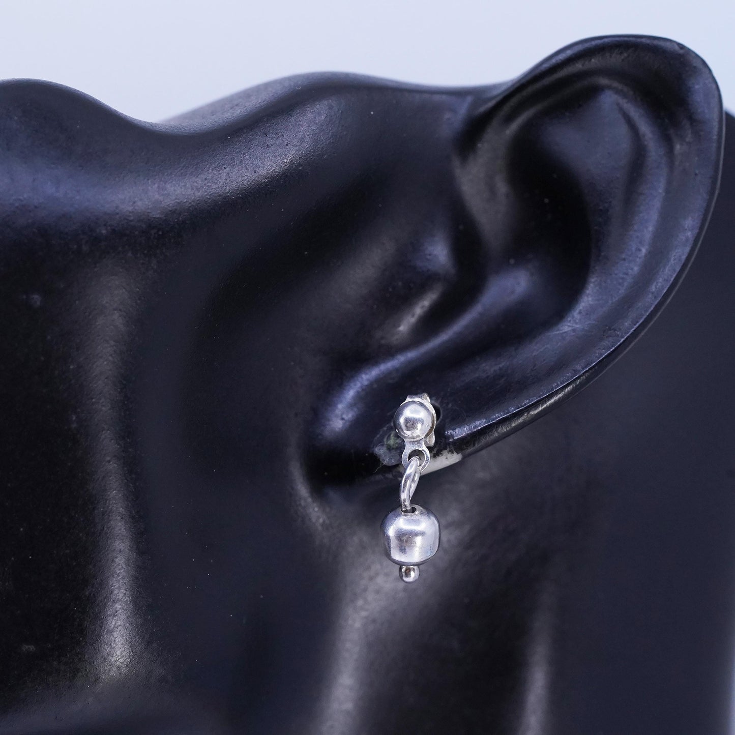 Vintage Sterling 925 silver handmade bead dangle earrings