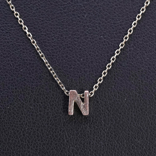 16+2", vermeil gold plated Sterling silver necklace, 925 circle letter pendant