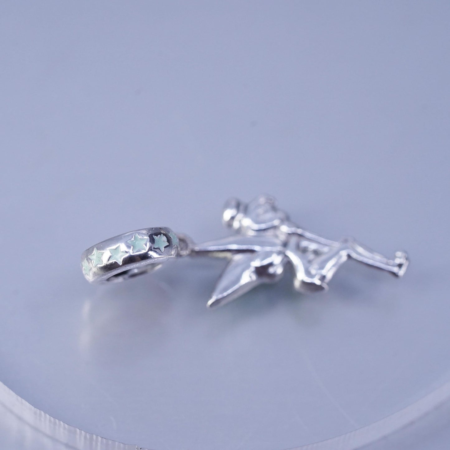Vintage sterling 925 silver handmade fairy charm pendant