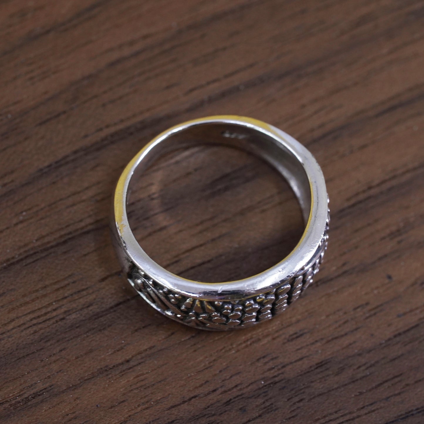 Size 6.75, VTG mexico Sterling 925 silver handmade ring, 925 modern beads band