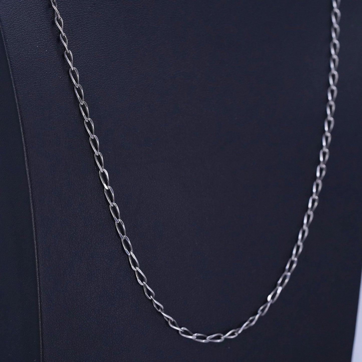 24” 3mm, vintage Mexico Sterling 925 silver curb chain necklace