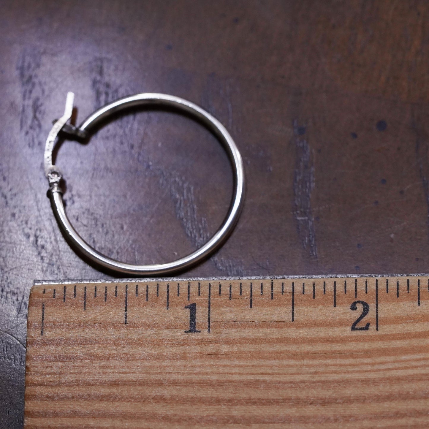 1.25", Vintage sterling silver loop single earring, minimalist primitive hoop
