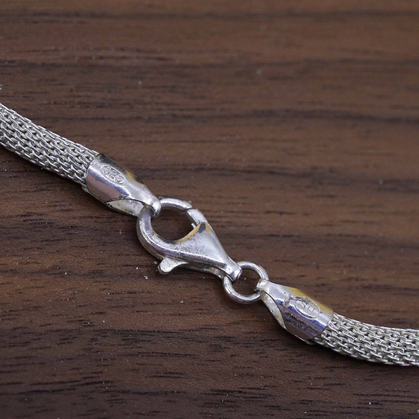 16", 4mm, vintage Sterling silver necklace, Italian 925 mesh link chain