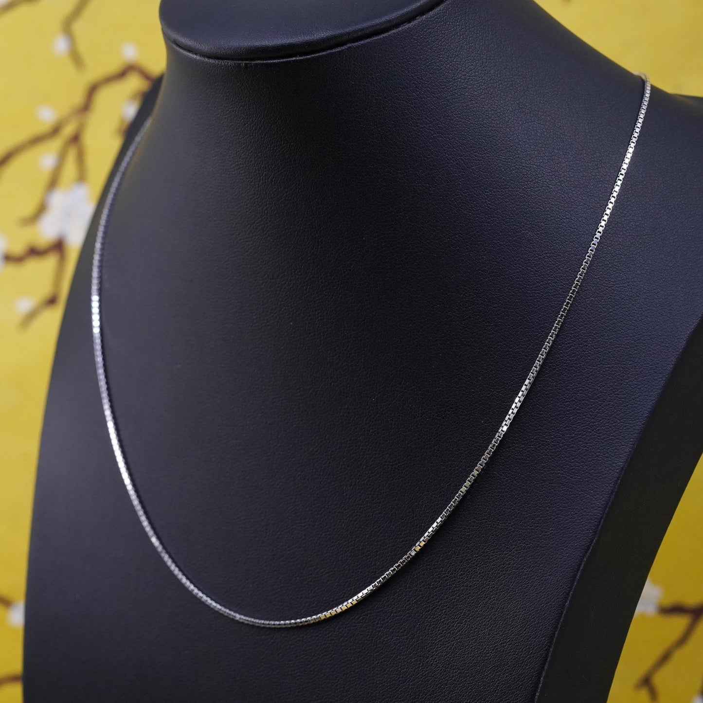 18”, 1.6mm, vintage Sterling silver box chain, Italy 925 necklace