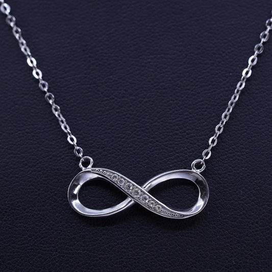 18”, vintage Sterling 925 silver circle pendant necklace infinity pendant Cz