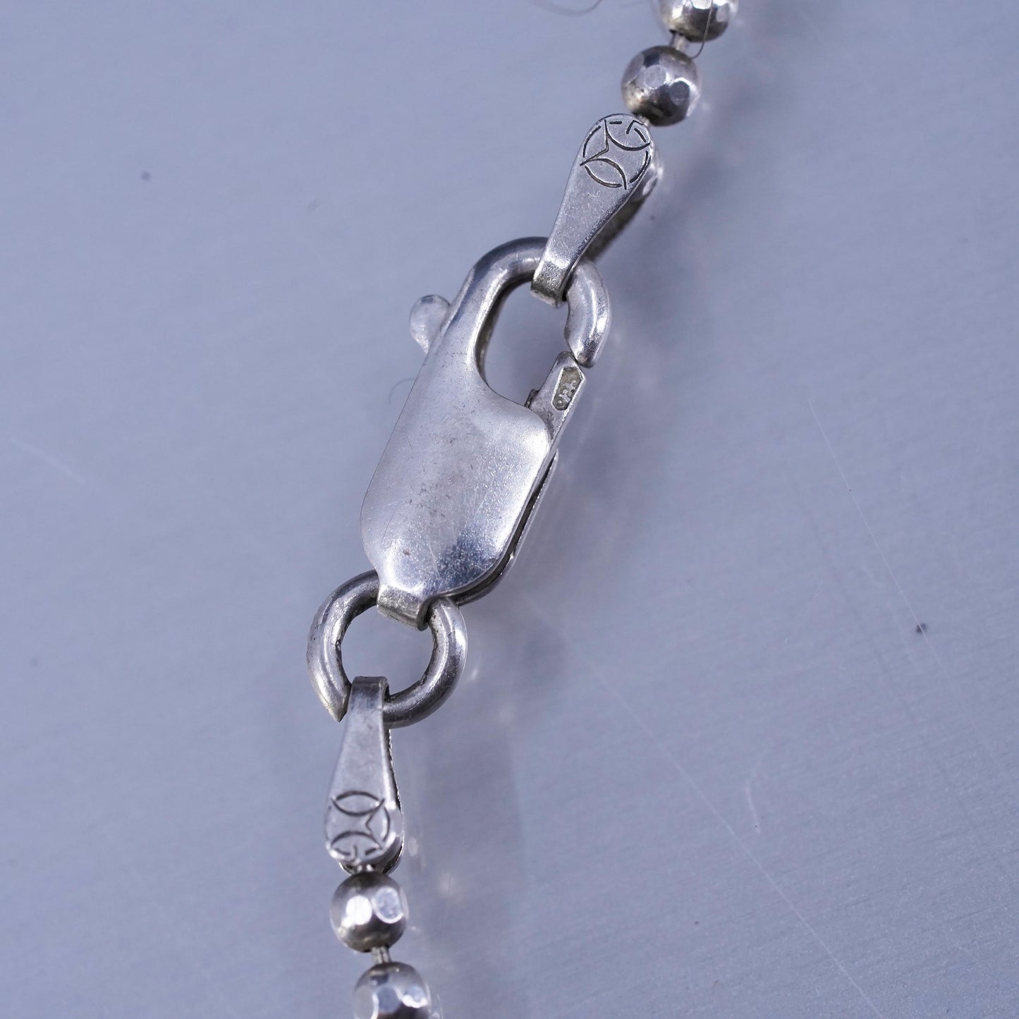 18” 1.6mm, vintage Italian Sterling 925 silver bead chain necklace