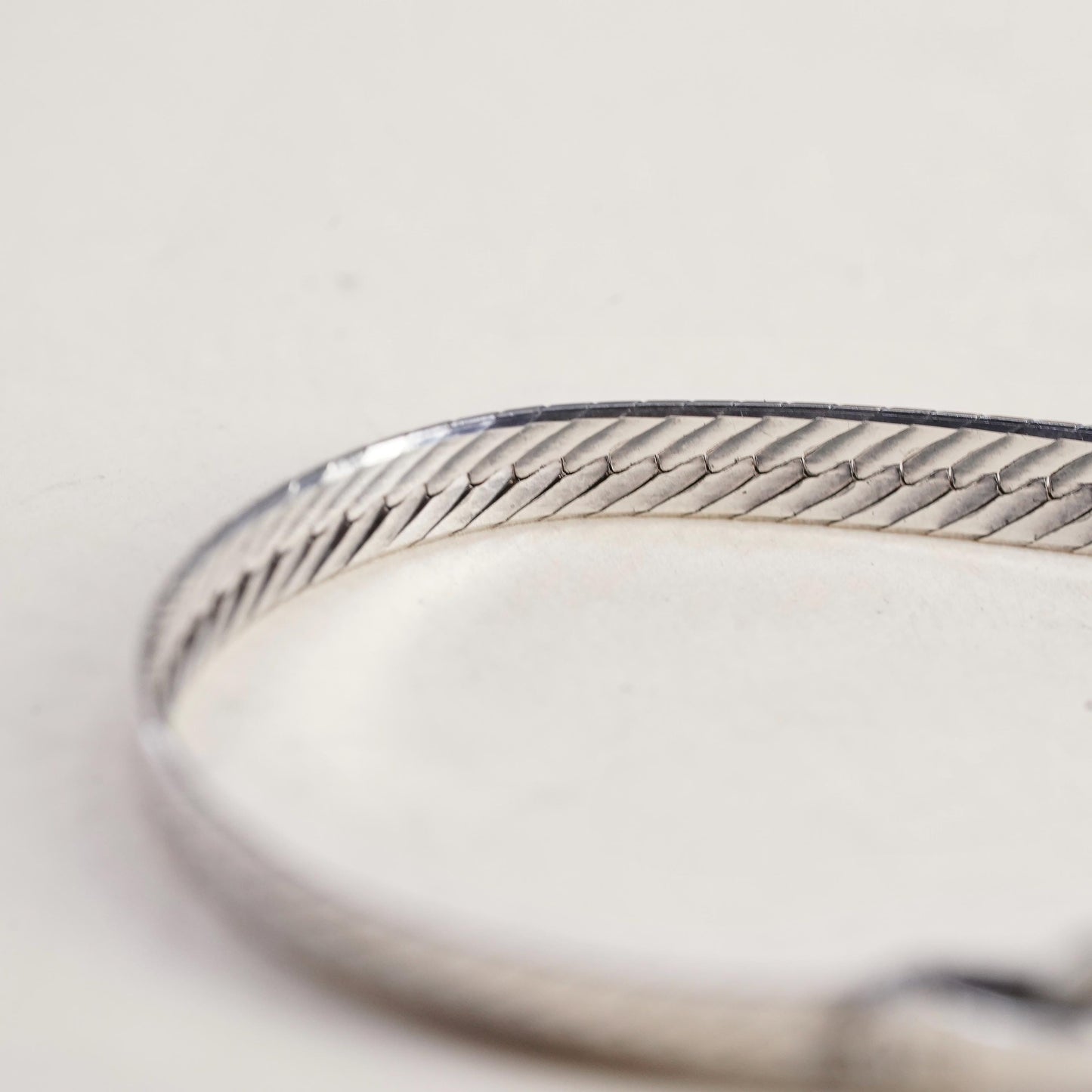 6.75" 4mm, Vintage Italian sterling silver bracelet, 925 herringbone chain